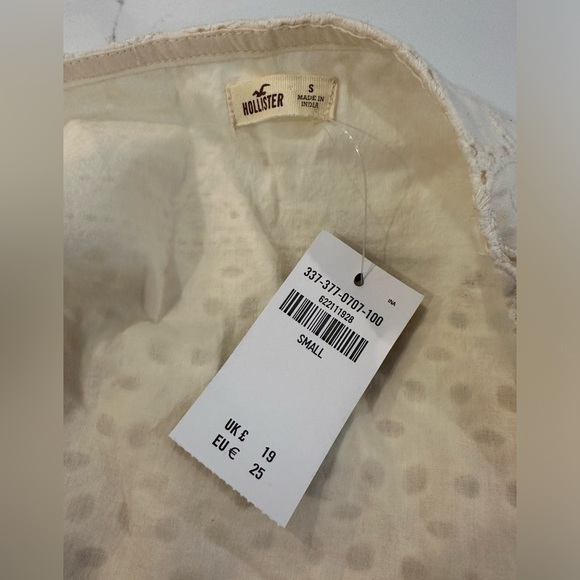 Hollister cotton crop camisole bohemian cream eyelet lace pattern SZ S NWT - Picture 3 of 5